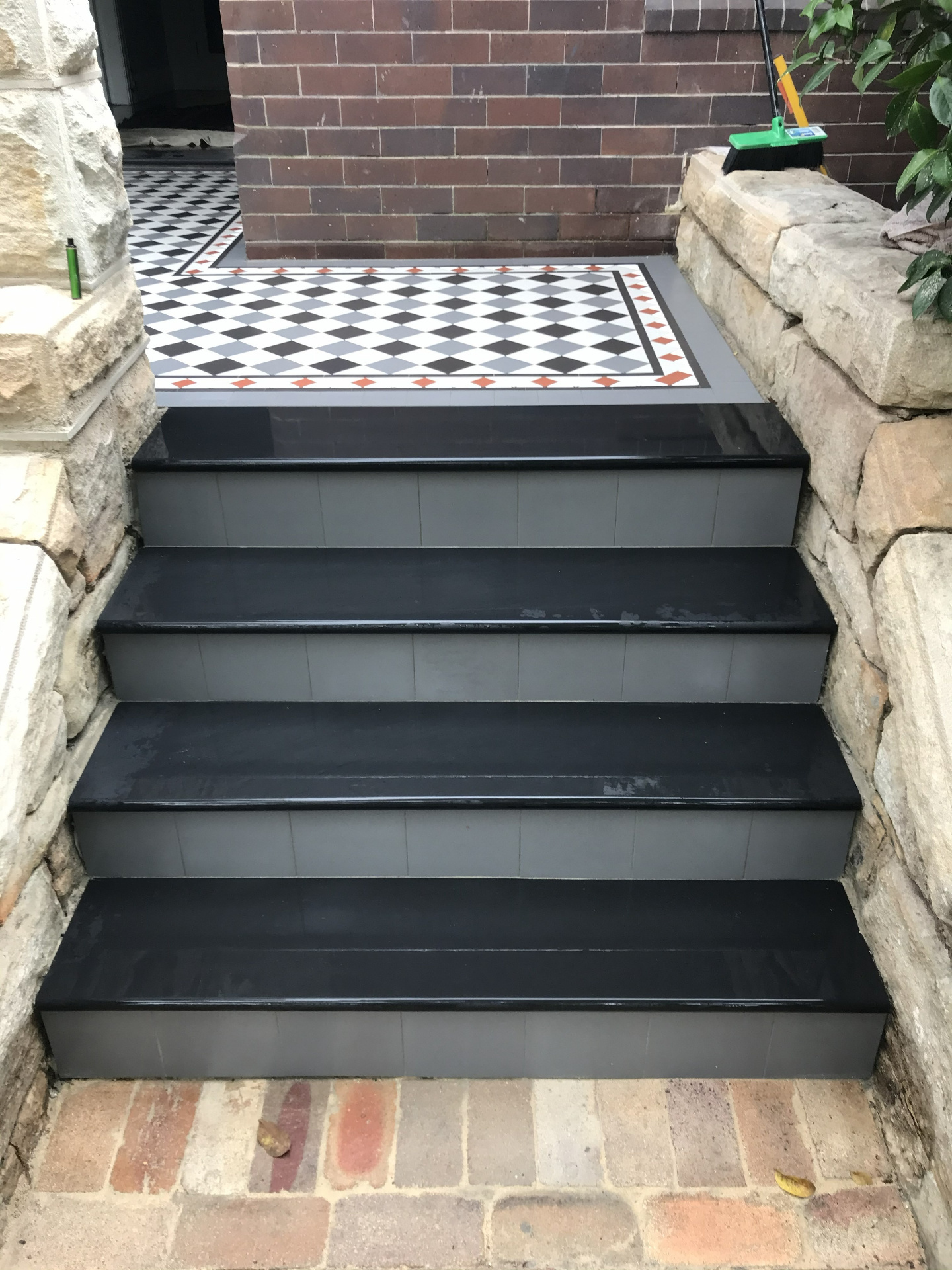 Bluestone threshold installation for heritage home entryway