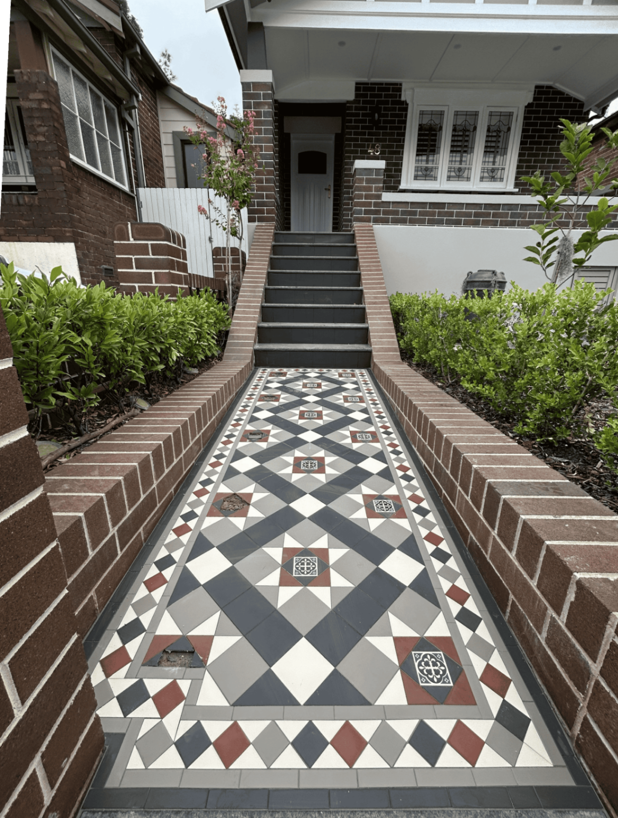Paddington pattern with Encaustic inserts and Norwood Border tessellated tiles in Rozelle NSW